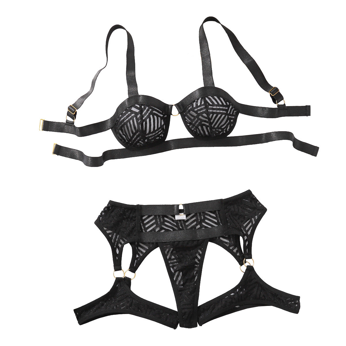Bareback shapewear split sexy lingerie two-piece set for women