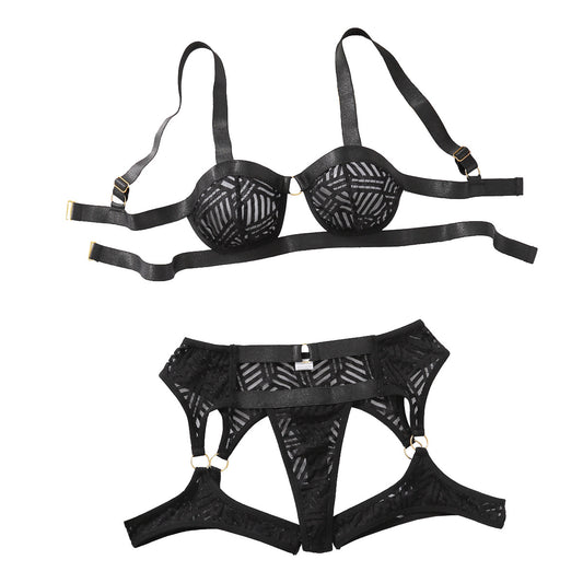 Bareback shapewear split sexy lingerie two-piece set for women
