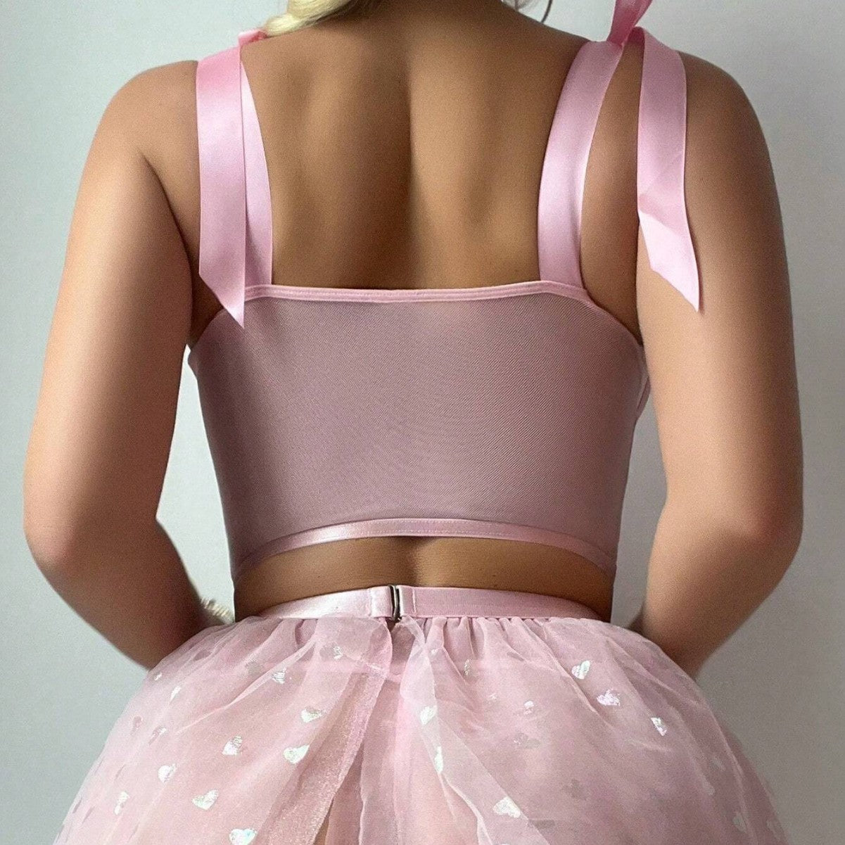 Sexy 3D Flower Bow Tie Sequin Mesh Skirt Lingerie Set