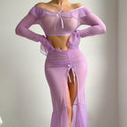 Sexy lingerie mesh seductive long sleeved bra sexy slimming set