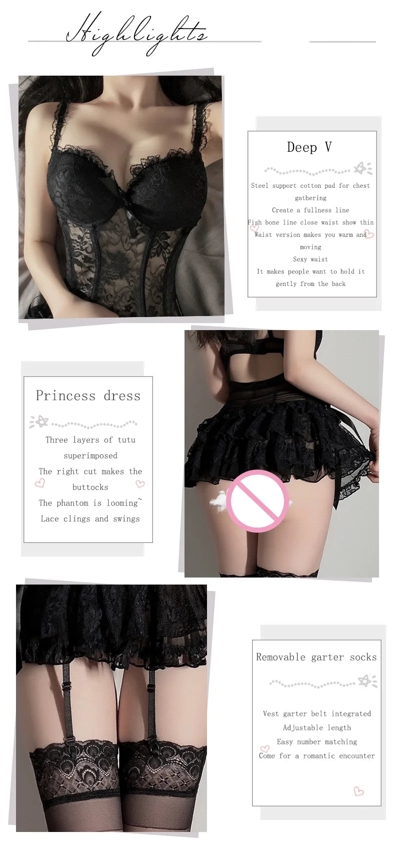 Sexy lingerie for women‘s Porn lace dress Set kirt Underwear Women skirtSlim waistcoat Princess Dress Ladies Erotic Costumes