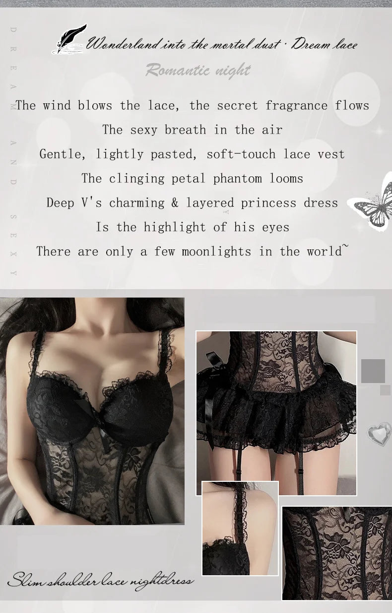 Sexy lingerie for women‘s Porn lace dress Set kirt Underwear Women skirtSlim waistcoat Princess Dress Ladies Erotic Costumes