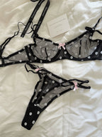 Polka dot women underwear sexy lace embroidered flower lingerie fresh and delicate uplifting bra set ladies bras