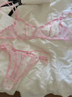 Polka dot women underwear sexy lace embroidered flower lingerie fresh and delicate uplifting bra set ladies bras