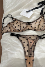 Polka dot women underwear sexy lace embroidered flower lingerie fresh and delicate uplifting bra set ladies bras