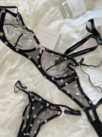 Polka dot women underwear sexy lace embroidered flower lingerie fresh and delicate uplifting bra set ladies bras