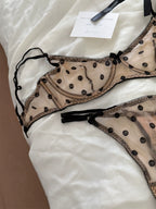 Polka dot women underwear sexy lace embroidered flower lingerie fresh and delicate uplifting bra set ladies bras