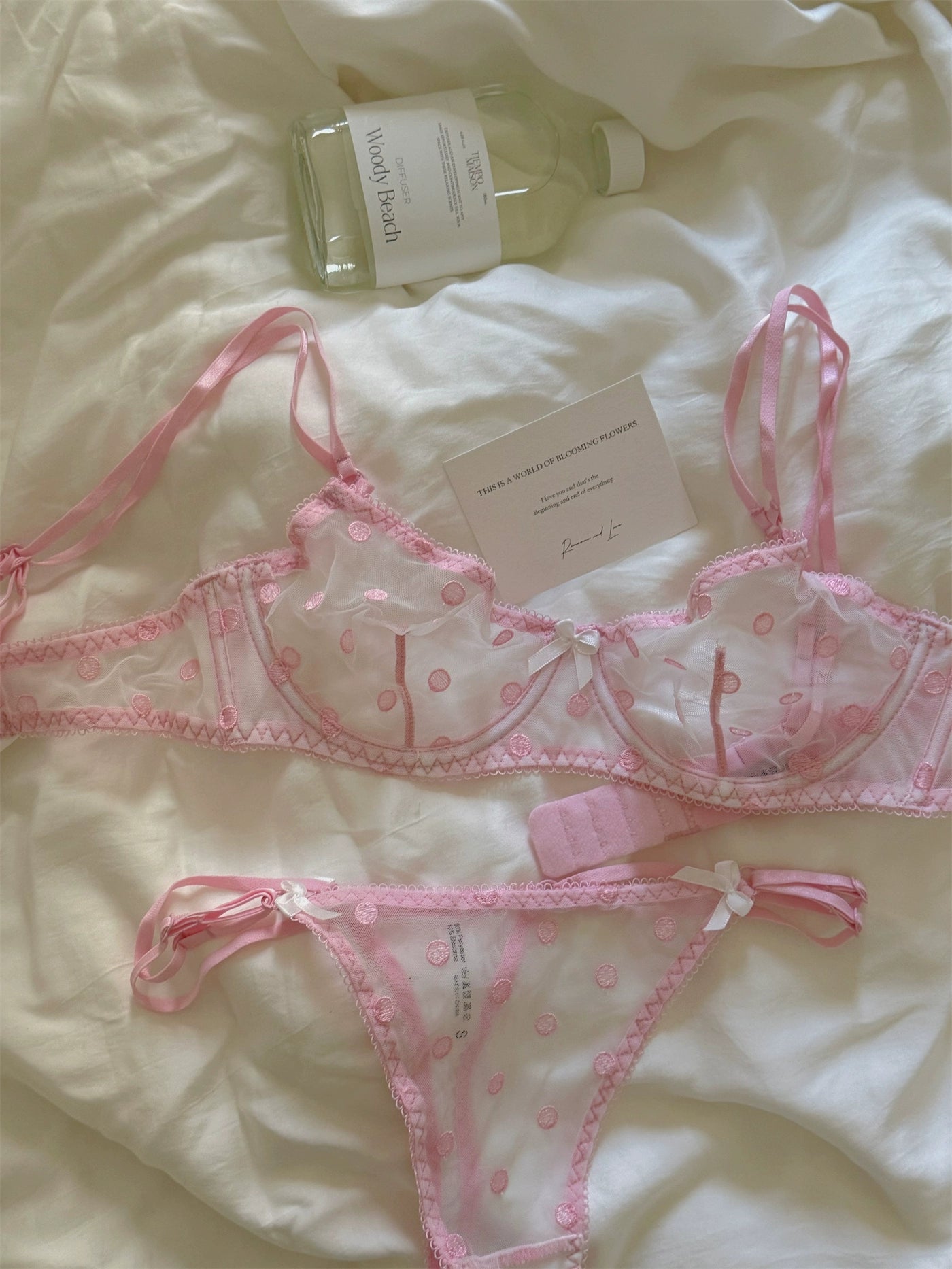 Polka dot women underwear sexy lace embroidered flower lingerie fresh and delicate uplifting bra set ladies bras