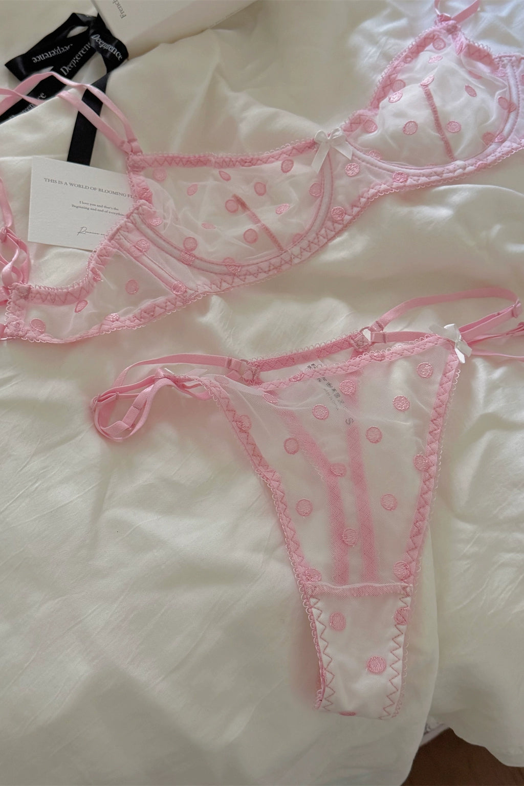 Polka dot women underwear sexy lace embroidered flower lingerie fresh and delicate uplifting bra set ladies bras