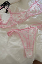 Polka dot women underwear sexy lace embroidered flower lingerie fresh and delicate uplifting bra set ladies bras