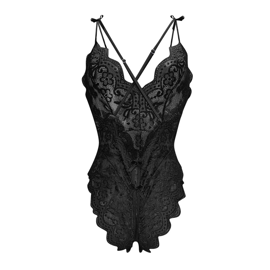 Women Lingerie Short Lightweight Nightgown Flower Lace Underwear Babydoll V Neck Sleepwear Strap Chemise, Add Female Charm