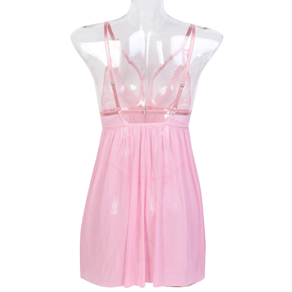 Sexy Lingerie For Woman Transparent Porno Sexual Clothing  Dress Erotic Underwear Nightdress With Thong Sleepwear