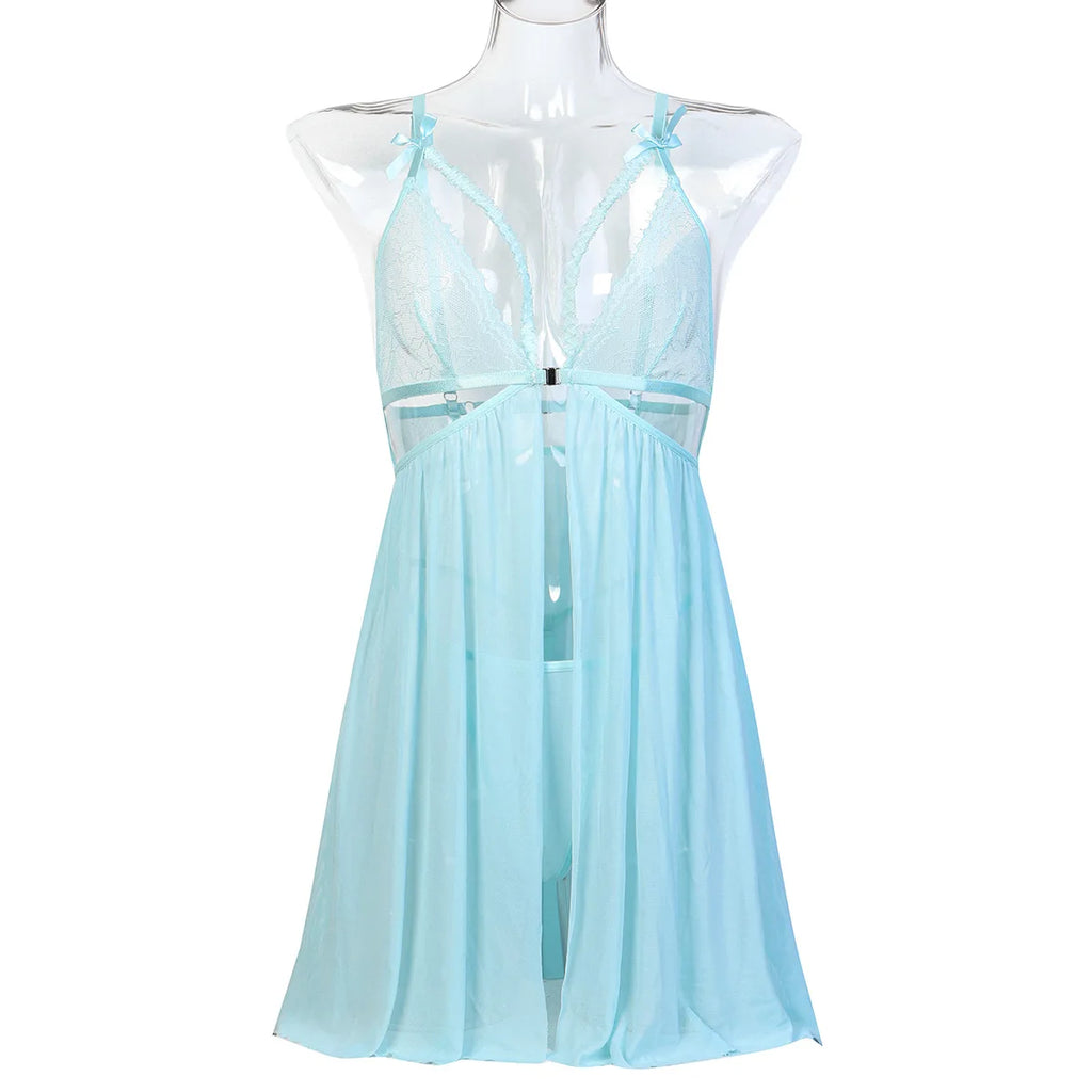 Sexy Lingerie For Woman Transparent Porno Sexual Clothing  Dress Erotic Underwear Nightdress With Thong Sleepwear