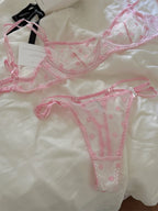 Polka dot women underwear sexy lace embroidered flower lingerie fresh and delicate uplifting bra set ladies bras