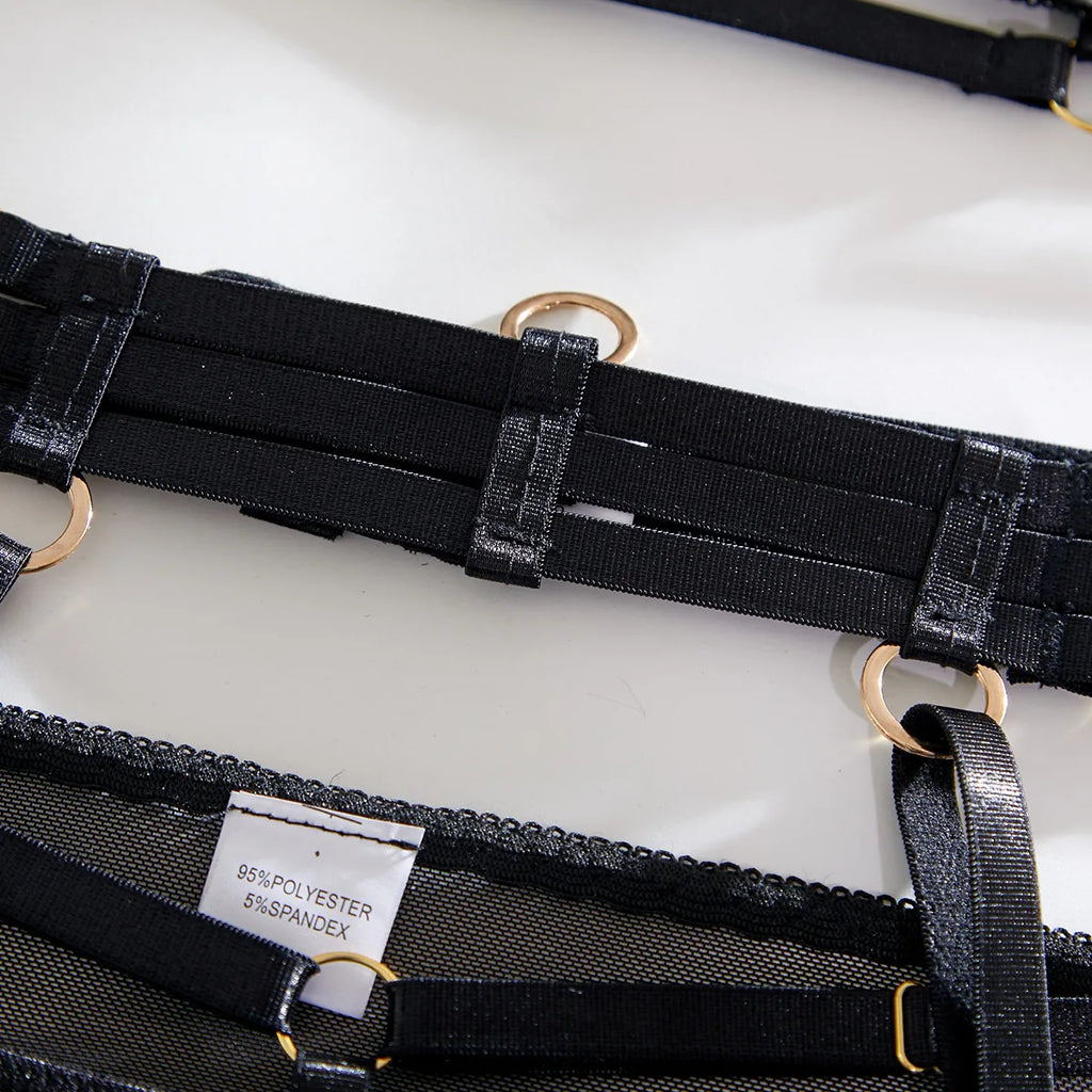 Women's Sexy Lingerie Set with Garter Belt Matching Bra and Panty Lingeries Sets 4 Piece