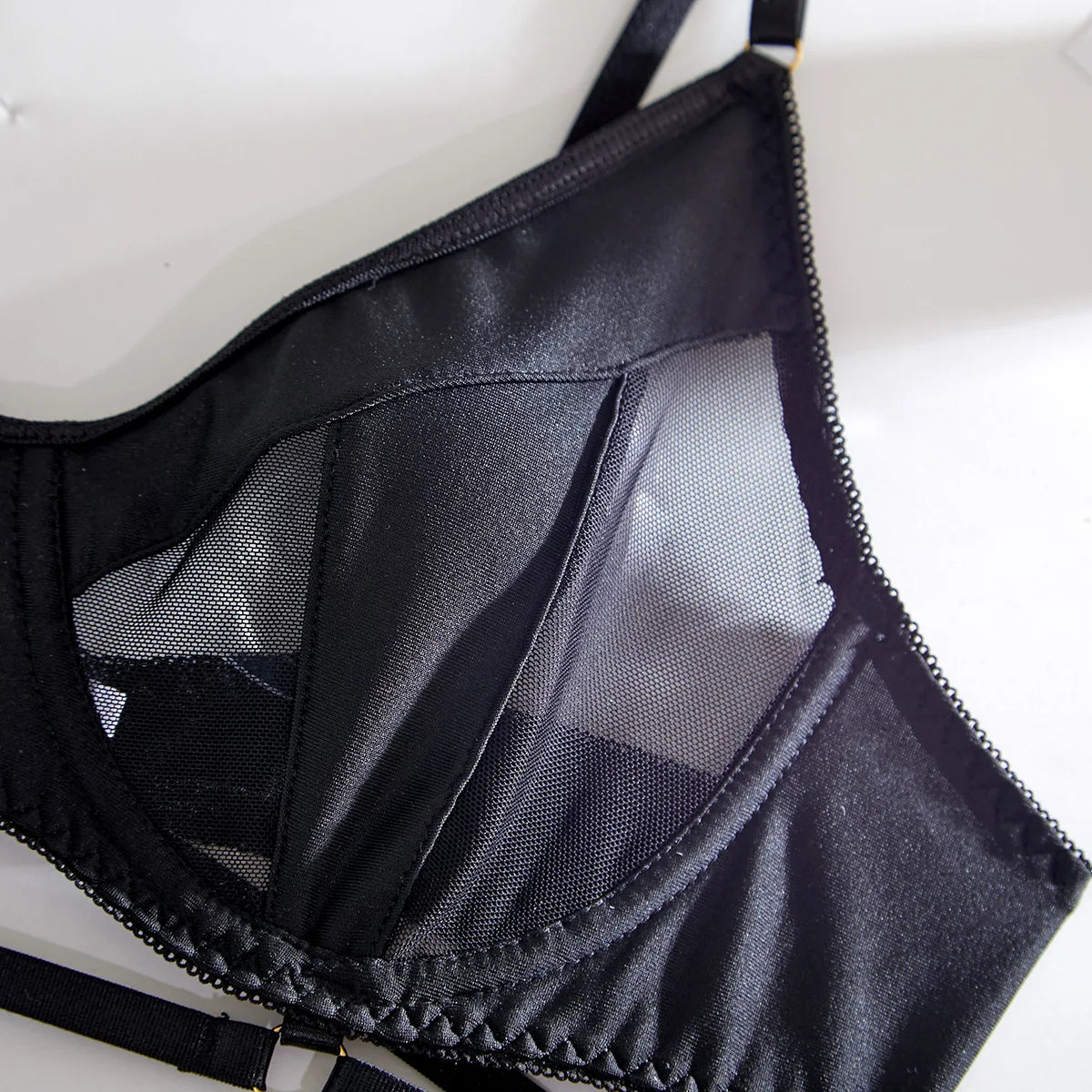 Women's Sexy Lingerie Set with Garter Belt Matching Bra and Panty Lingeries Sets 4 Piece