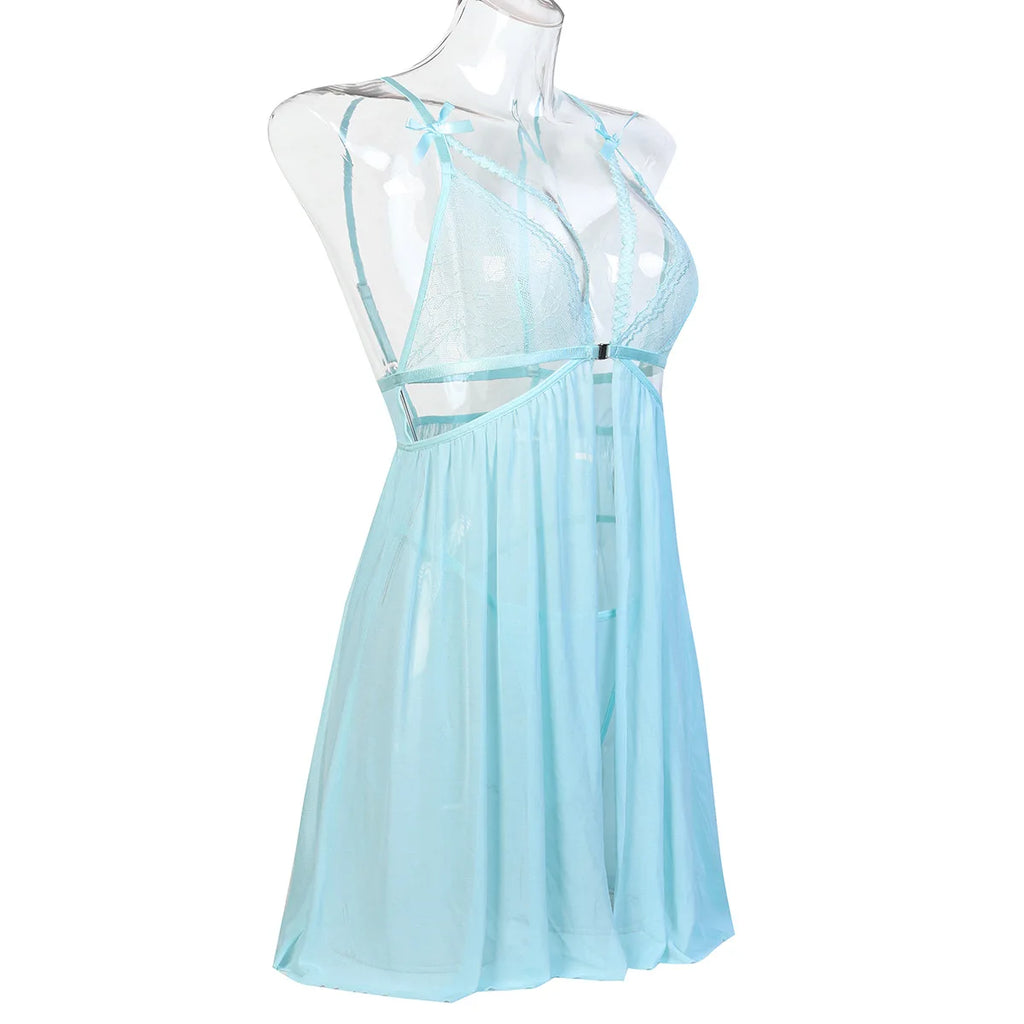 Sexy Lingerie For Woman Transparent Porno Sexual Clothing  Dress Erotic Underwear Nightdress With Thong Sleepwear