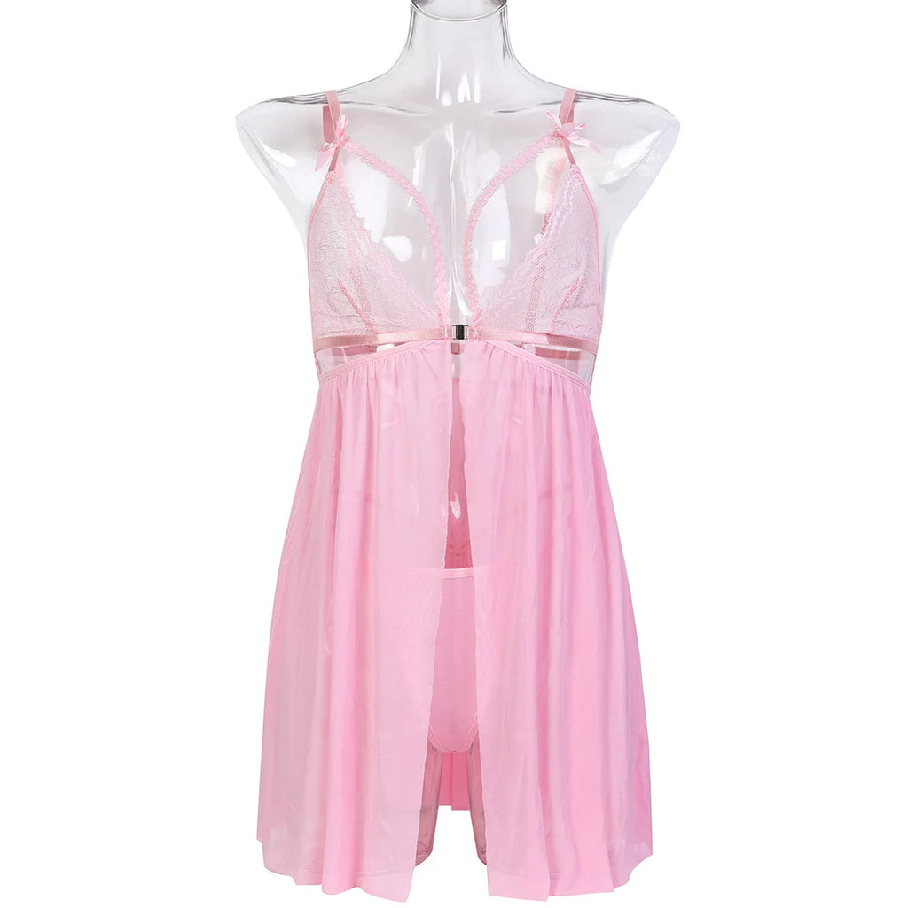 Sexy Lingerie For Woman Transparent Porno Sexual Clothing  Dress Erotic Underwear Nightdress With Thong Sleepwear