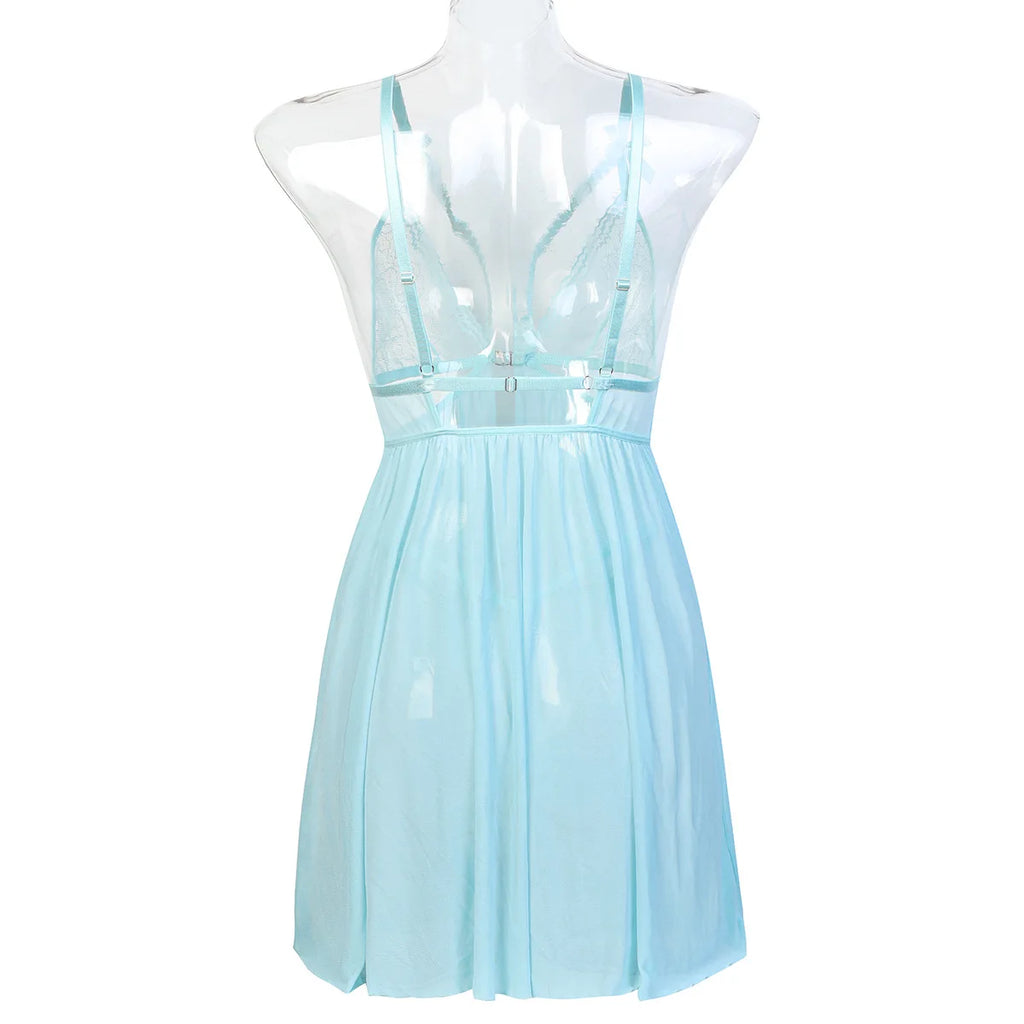 Sexy Lingerie For Woman Transparent Porno Sexual Clothing  Dress Erotic Underwear Nightdress With Thong Sleepwear