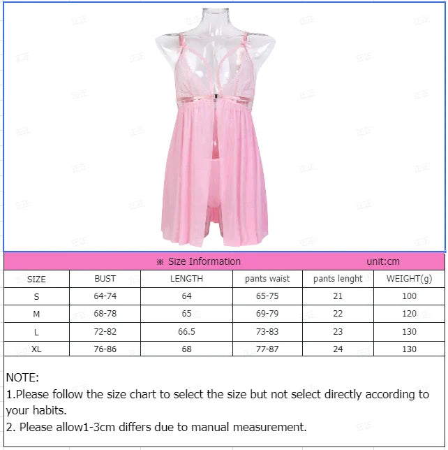 Sexy Lingerie For Woman Transparent Porno Sexual Clothing  Dress Erotic Underwear Nightdress With Thong Sleepwear