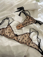 Polka dot women underwear sexy lace embroidered flower lingerie fresh and delicate uplifting bra set ladies bras