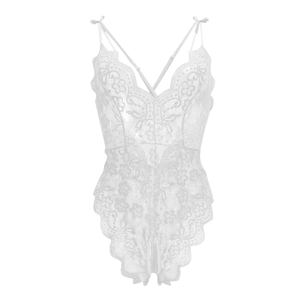 Women Lingerie Short Lightweight Nightgown Flower Lace Underwear Babydoll V Neck Sleepwear Strap Chemise, Add Female Charm