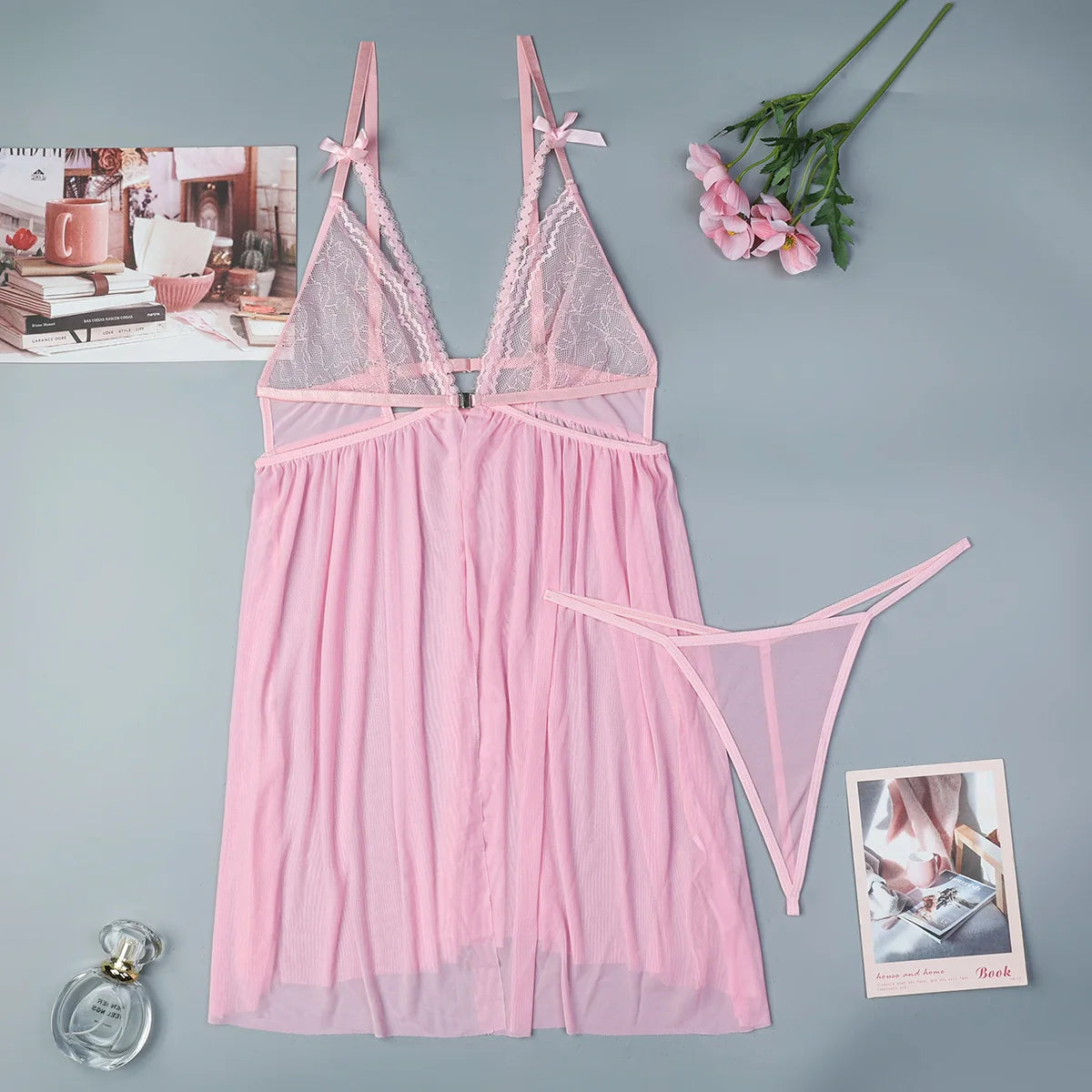 Sexy Lingerie For Woman Transparent Porno Sexual Clothing  Dress Erotic Underwear Nightdress With Thong Sleepwear