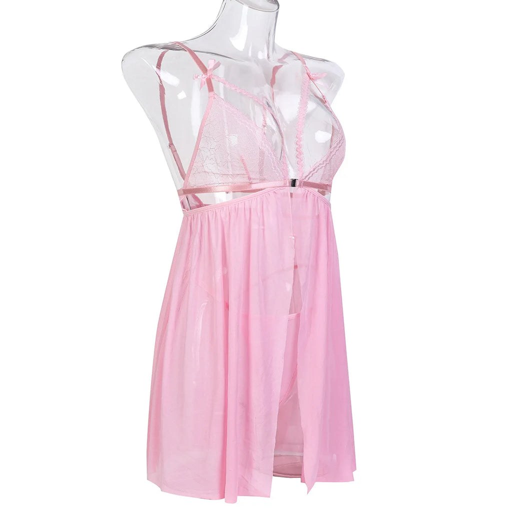 Sexy Lingerie For Woman Transparent Porno Sexual Clothing  Dress Erotic Underwear Nightdress With Thong Sleepwear