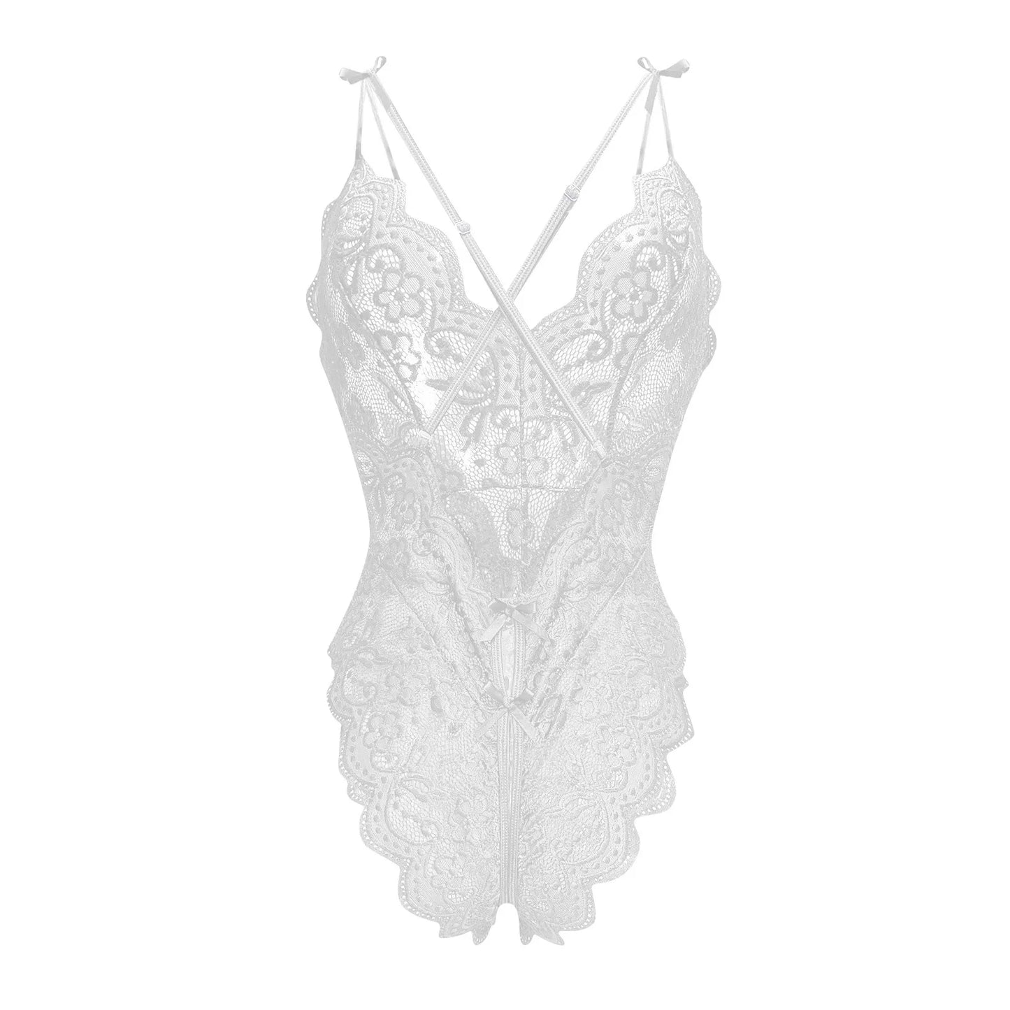 Women Lingerie Short Lightweight Nightgown Flower Lace Underwear Babydoll V Neck Sleepwear Strap Chemise, Add Female Charm