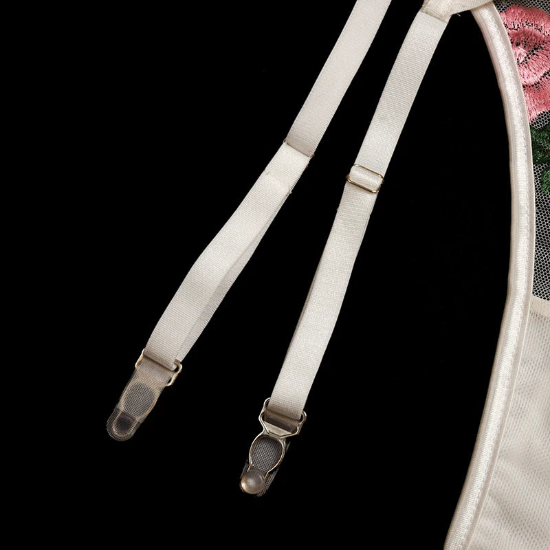 Erotic Female Lingerie Sets Floral Embroidery Sexy Transparent Underwear Porn Sexual 3 Piece Lingerie Women Bra and Panty Set