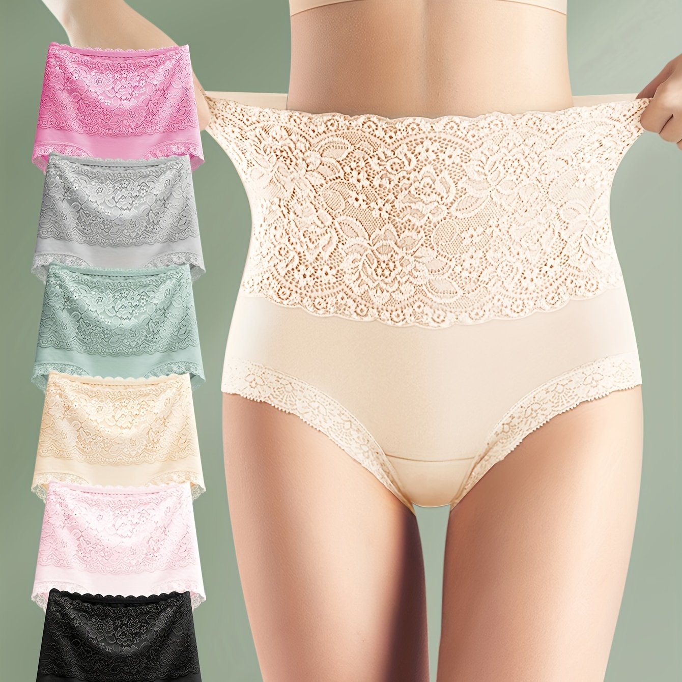 6pcs Jacquard Not Clip Butt High Waist Daily Lace Women's Panties Panties All Seasons Wearable