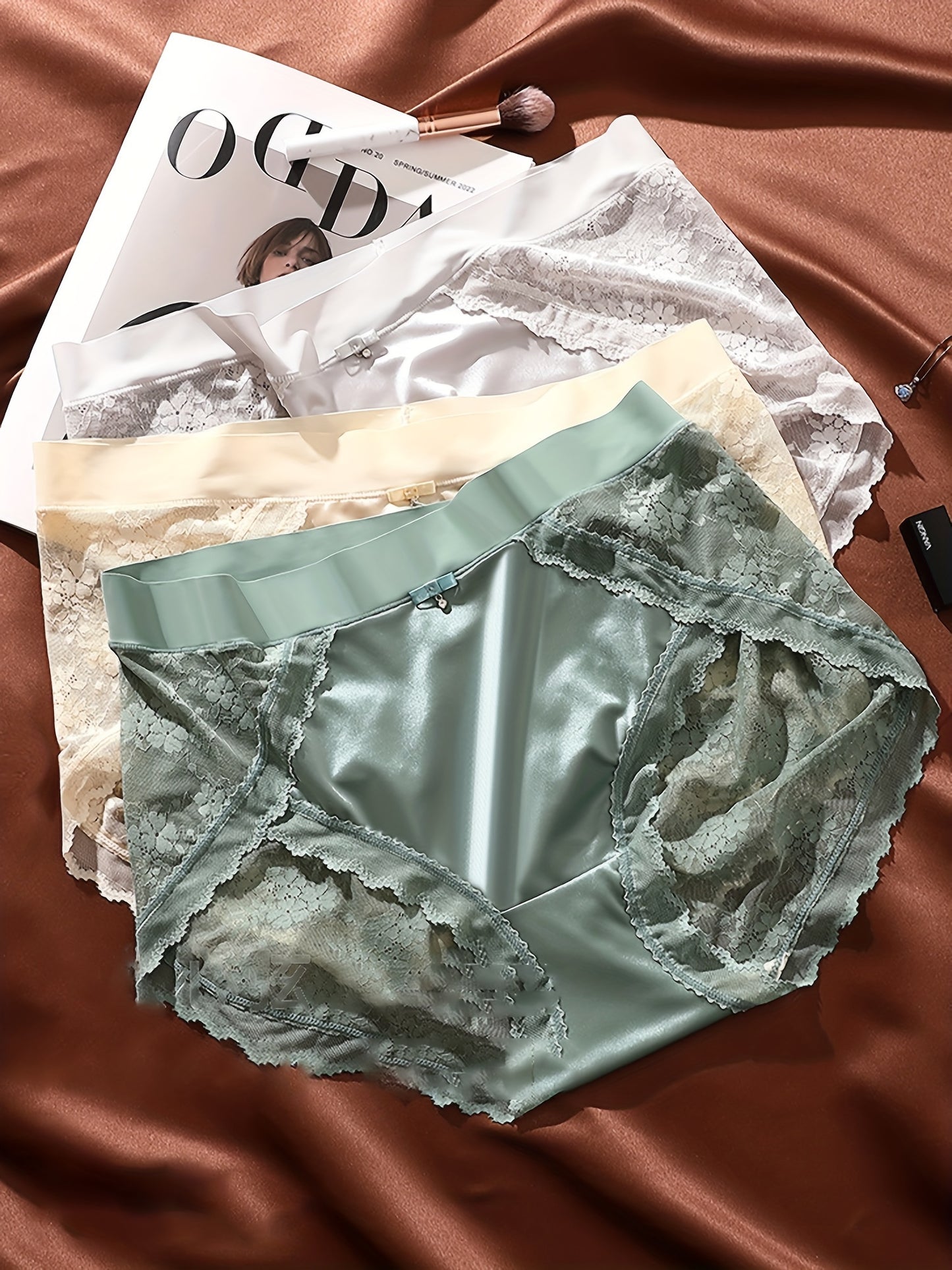 5 Pcs Lace Sexy Breathable Women's Panties, Comfortable Jacquard Lingerie for Everyday Wear