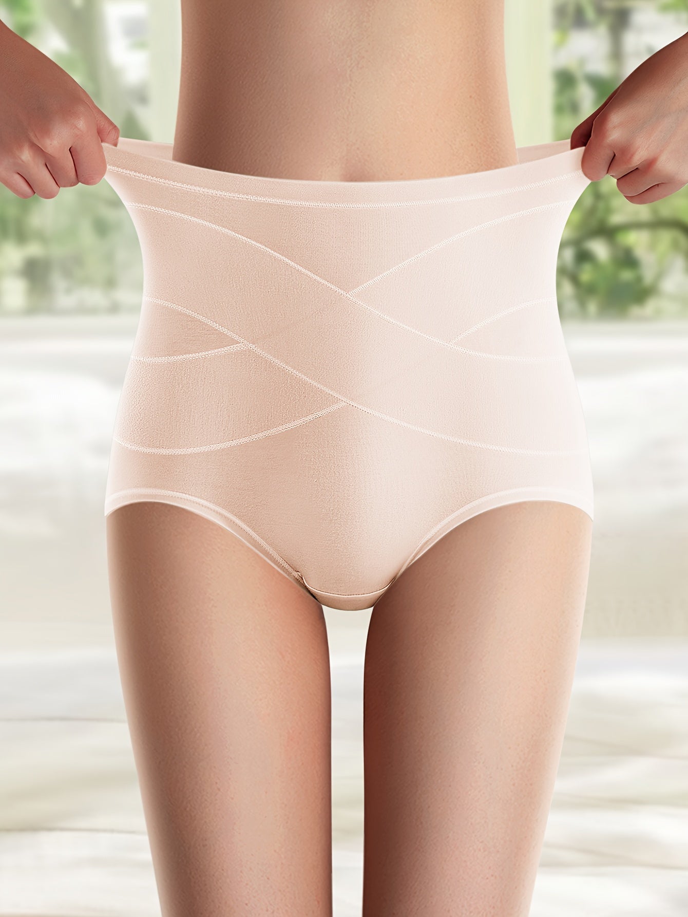 1pc High-Waist Women's Panties - Soft, Elegant, Non-Transparent, Knitted, Comfortable Tummy Control Underwear