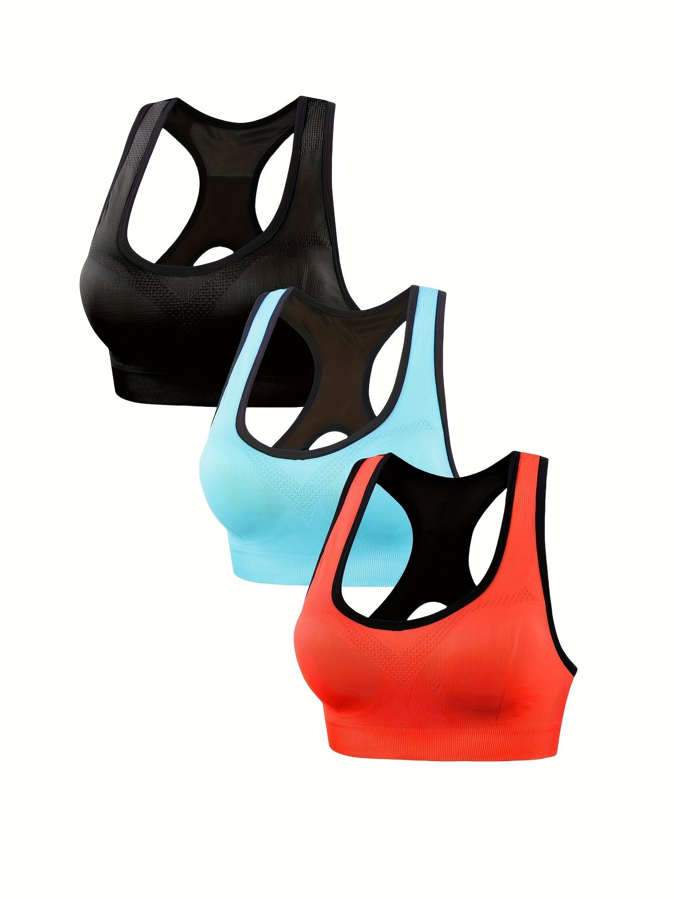 Zimi Collection 3pcs Women's Seamless Sports Bras - Comfortable, Shockproof, Backless Design for Everyday Fitness