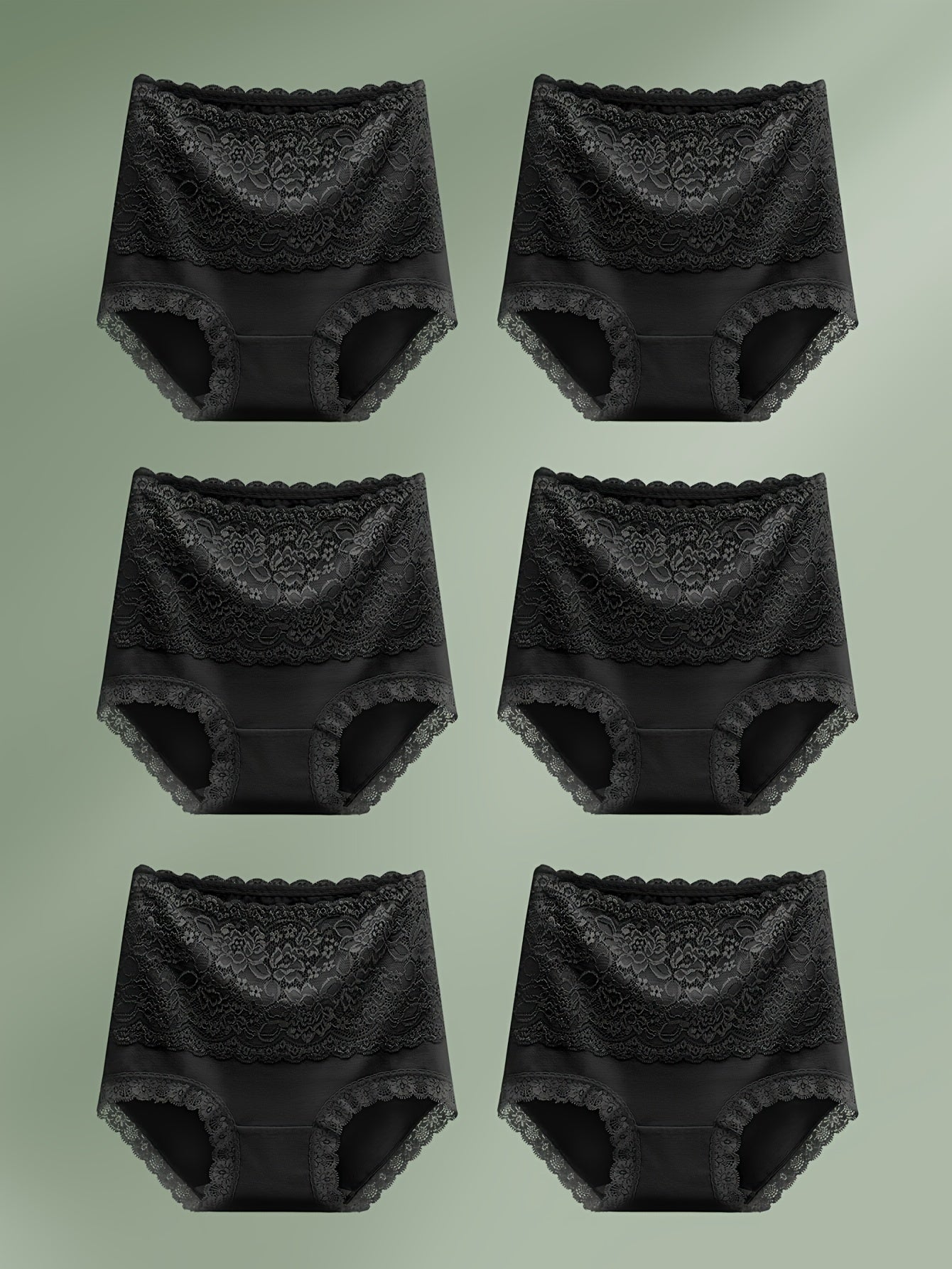 6pcs Jacquard Not Clip Butt High Waist Daily Lace Women's Panties Panties All Seasons Wearable