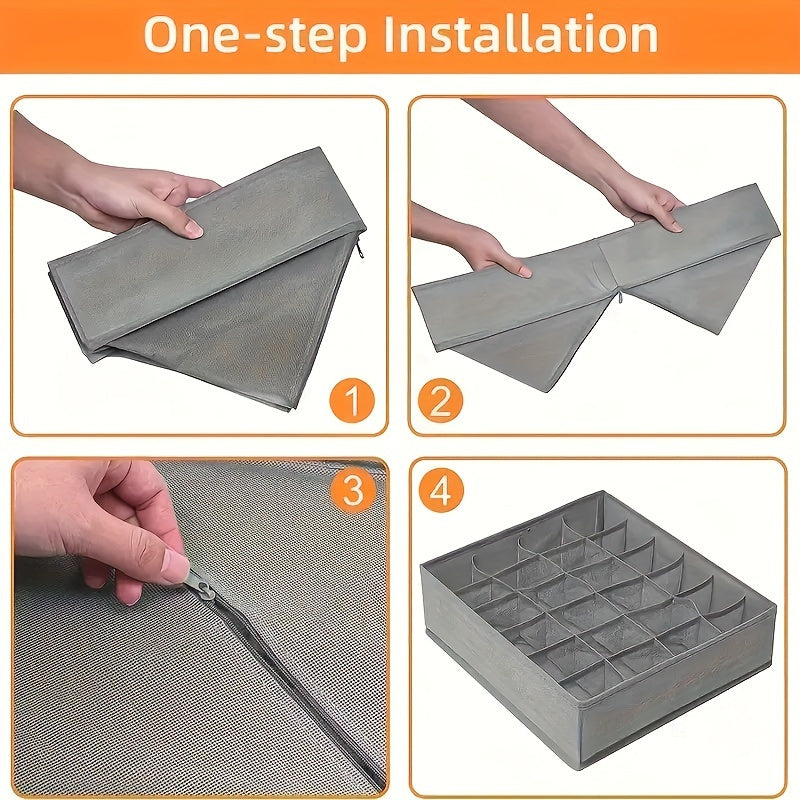 4pcs Underwear & Bras Organizer Storage Boxes - Foldable Drawer Dividers with Multi-Compartment for Socks, Ties, Belts, Scarves - Durable Plastic Closet Organizers, Space-Saving Design, Clothes Organizer Storage, Wardrobe Org