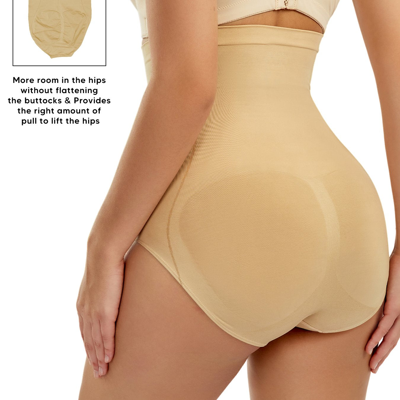 Women's High Waist Tummy Control & Hip Lifting Body Shapewear Underwear, Seamless Solid Briefs With Polyamide Material, Women's Panties Great Comfy & Breathable & Stretchy Slimming Panties, Women's Lingerie & Underwear, Women