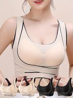 Set of 4 Women'S Front-Closure Sports Bras for Running And Yoga with a Beautiful Back Design.