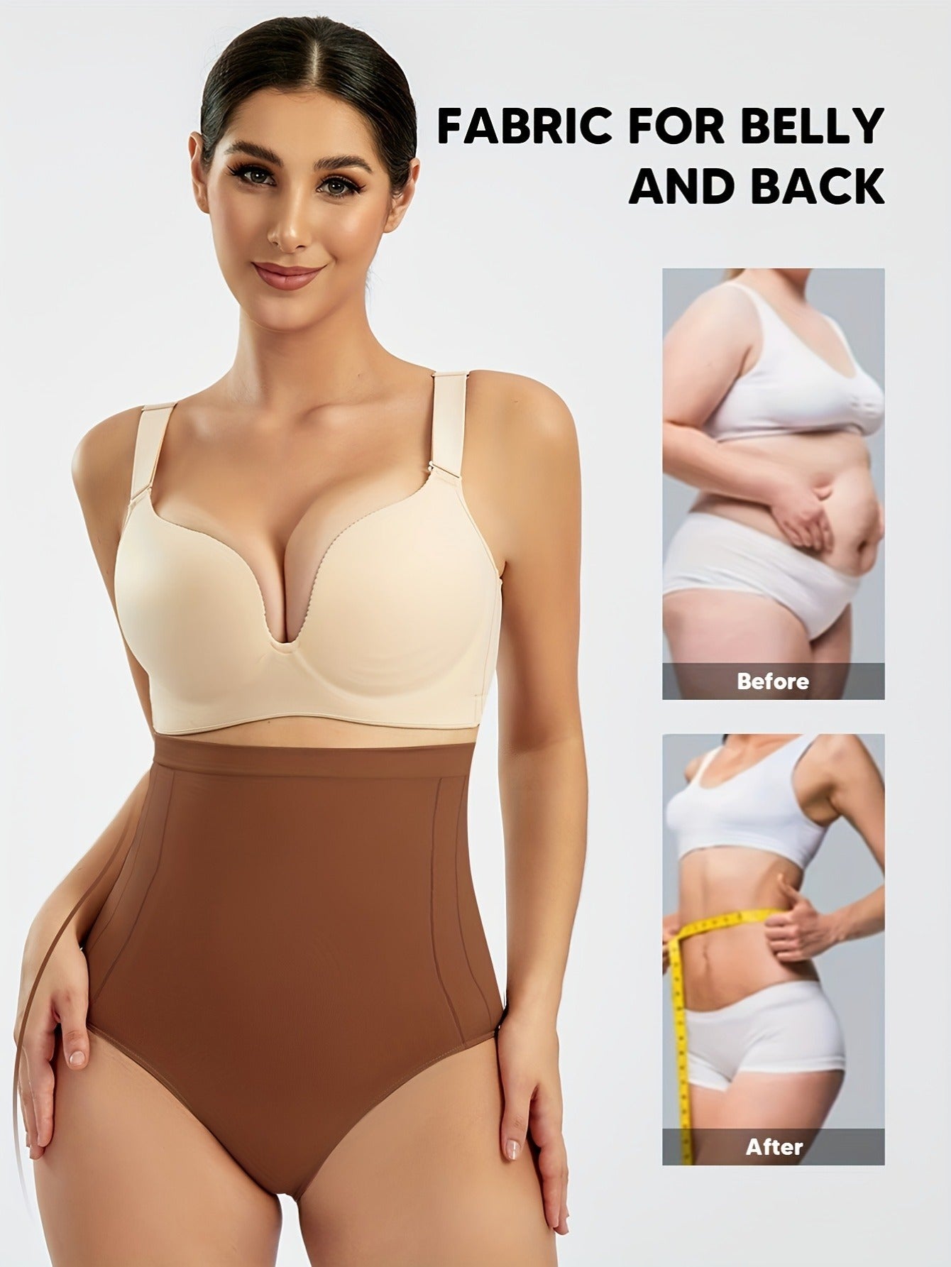 Women's High Waist Tummy Control & Hip Lifting Body Shapewear Underwear, Seamless Solid Briefs With Polyamide Material, Women's Panties Great Comfy & Breathable & Stretchy Slimming Panties, Women's Lingerie & Underwear, Women