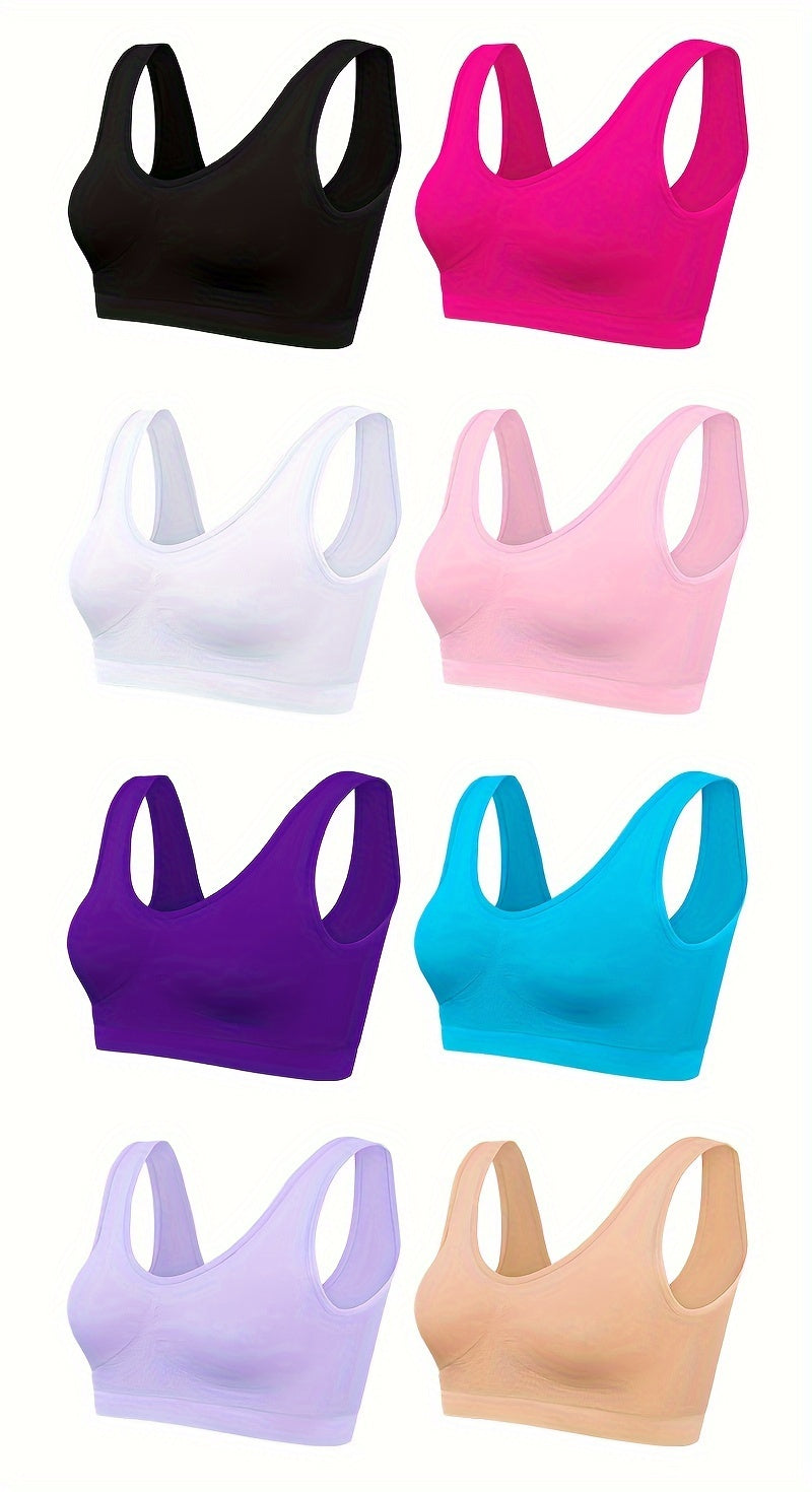 [3pcs Seamless Sports Bras] 3pcs Lightweight Women's Seamless Sports Bras | Comfortable, No-Pad Design for Yoga & Fitness, Nylon Blend, Thin, Innerwear