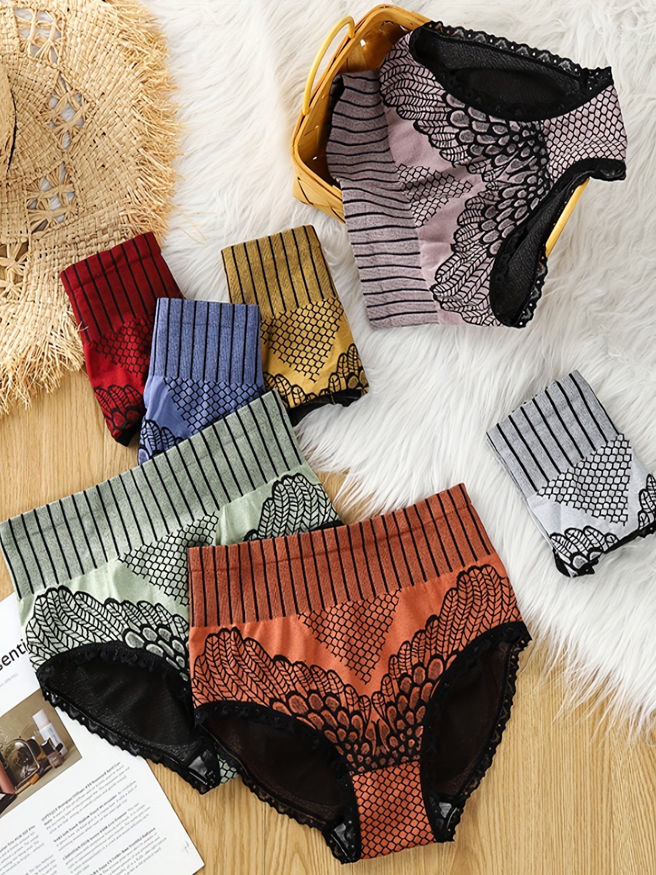 7pcs Elastic Women's Panties, High Waist Panties, Home Travel Panties, Quick Dry Panties, Women's Panties, Elastic Panties