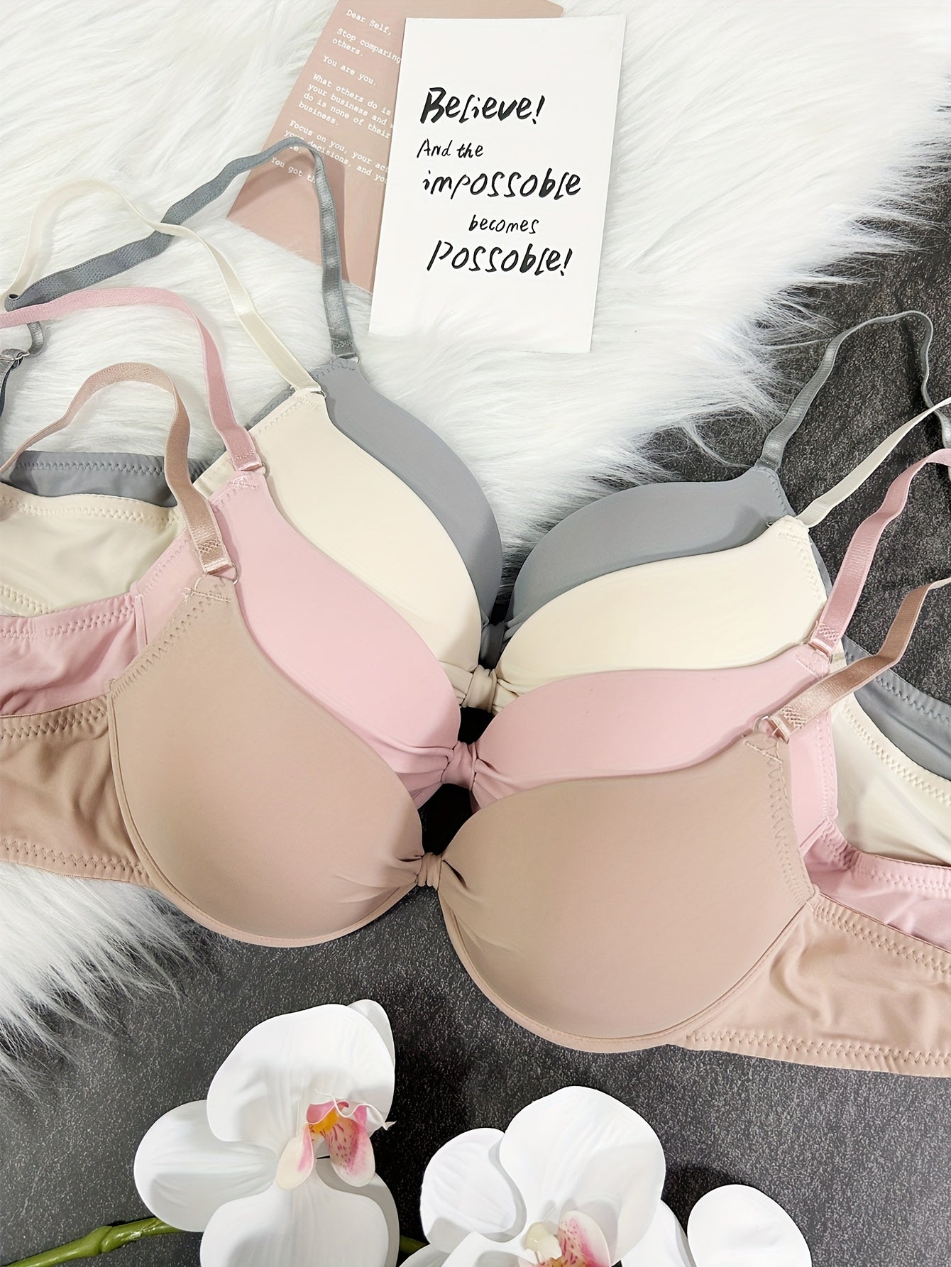 4pcs Simple Women's Underwear Bra with Padded Cups, Gathering Bustier, Single-Piece Multi-Color Combo Casual Bras, Bra Sets, Padded Bras for Women Asian, Padded Bralette, Lace Bralettes, Bra And Panty Sets for Women, Padded B