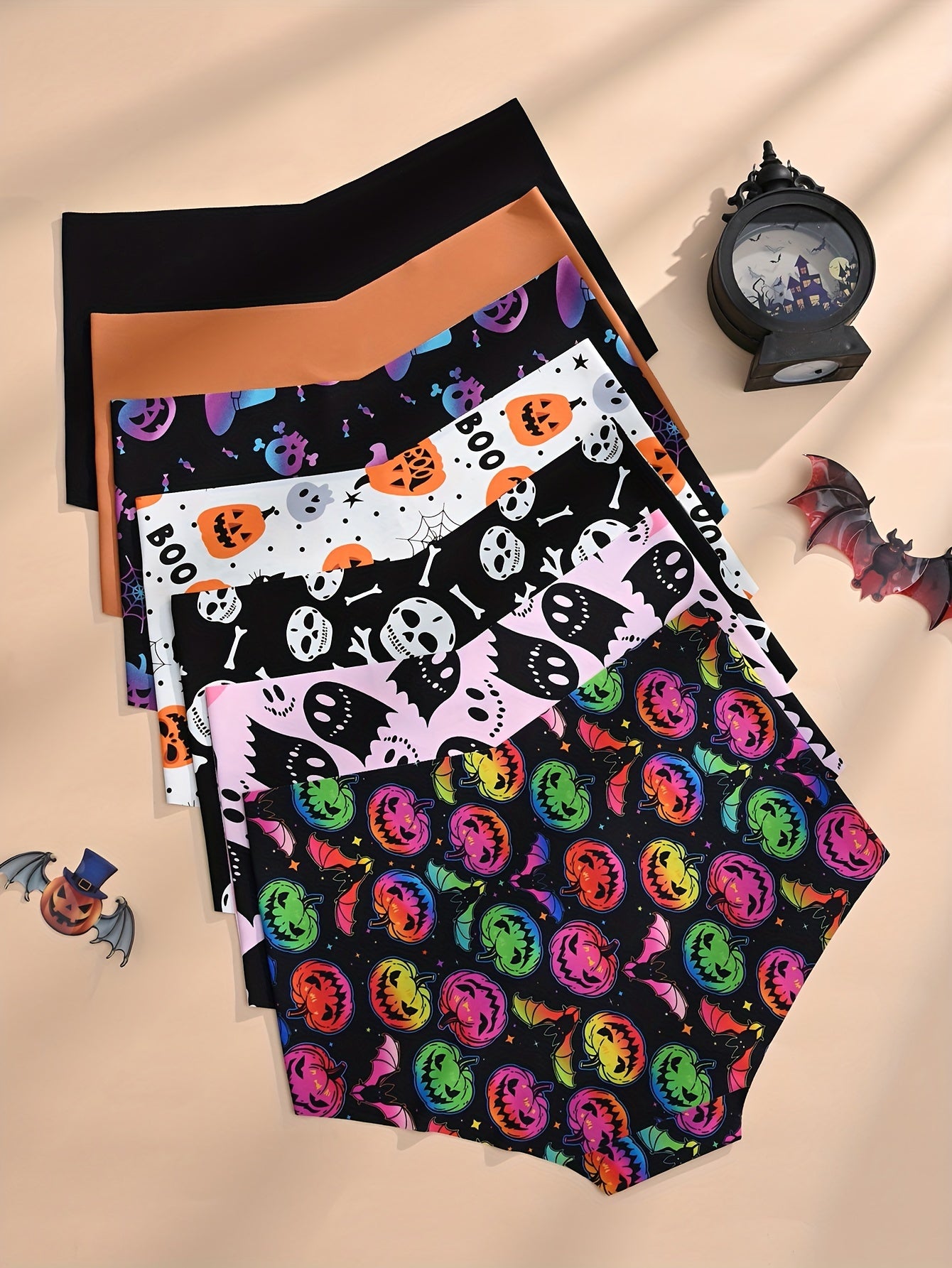 7pcs Of Invisible Women's Panties, Comfortable And Soft High-Waisted Women's Panties That Don't Show, Halloween And Daily Panty Set