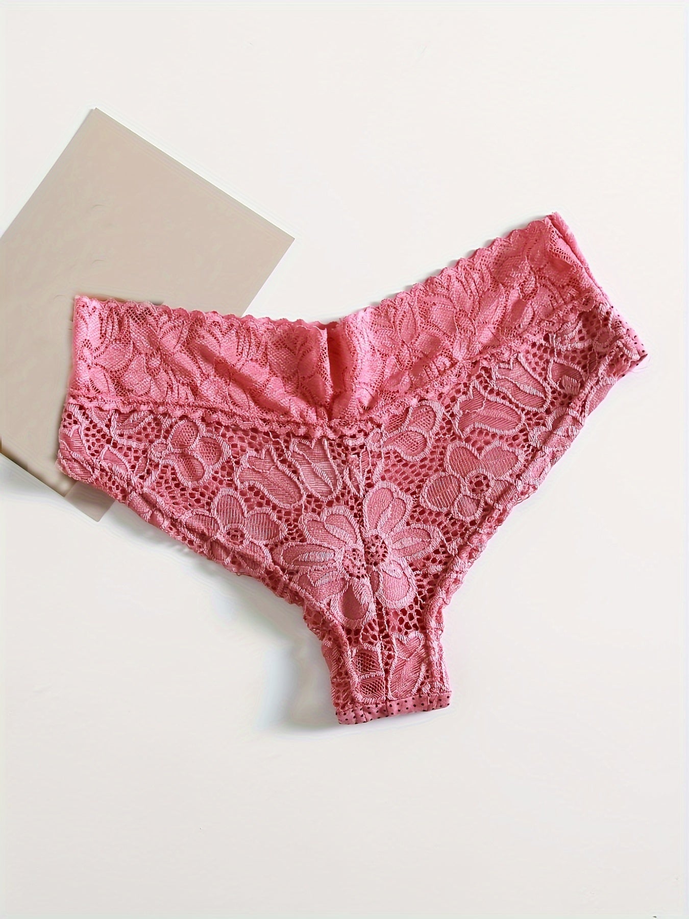 6pcs Polka Dot Pattern Trendy Panties, Comfortable Contrasting Lace Panties, Women's Panties