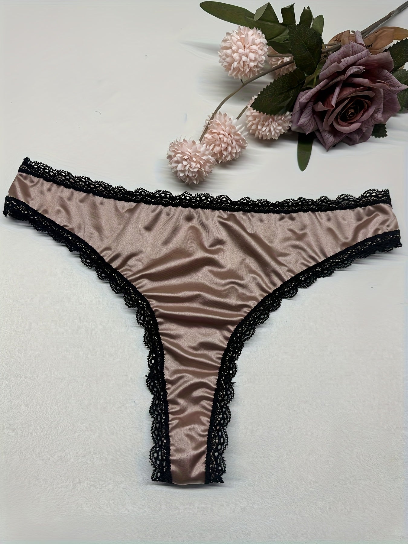 6pcs Oil-Sheen Contrast Lace Quick-Dry Comfortable Women's Panties