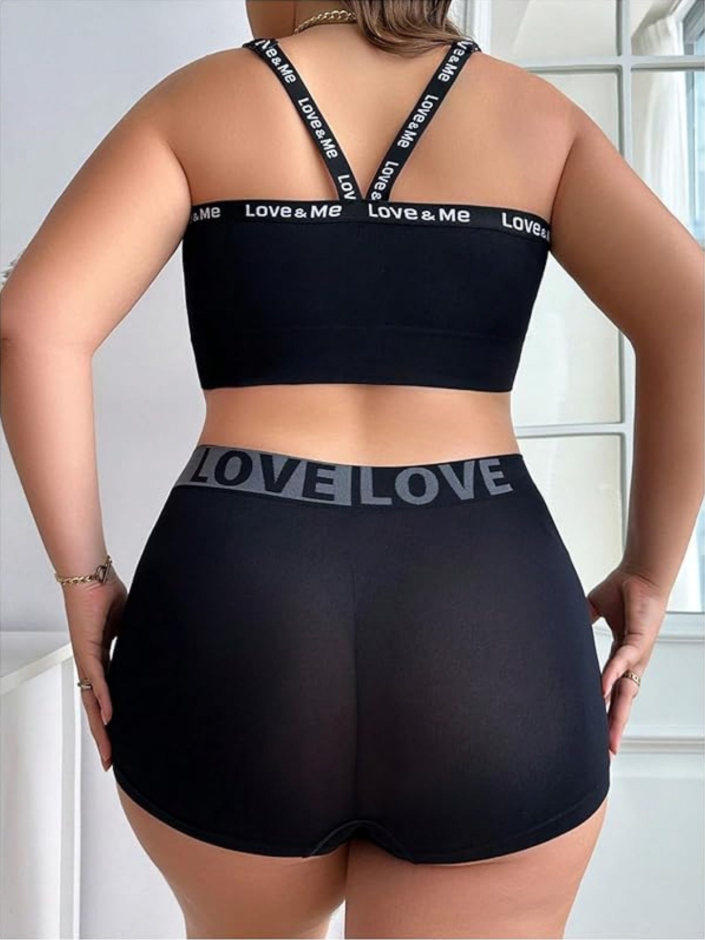 Sport 2pcs Lingerie for Women Matching Bra and Panty Sets for Curvy Women Bralette and Boyshorts Panties