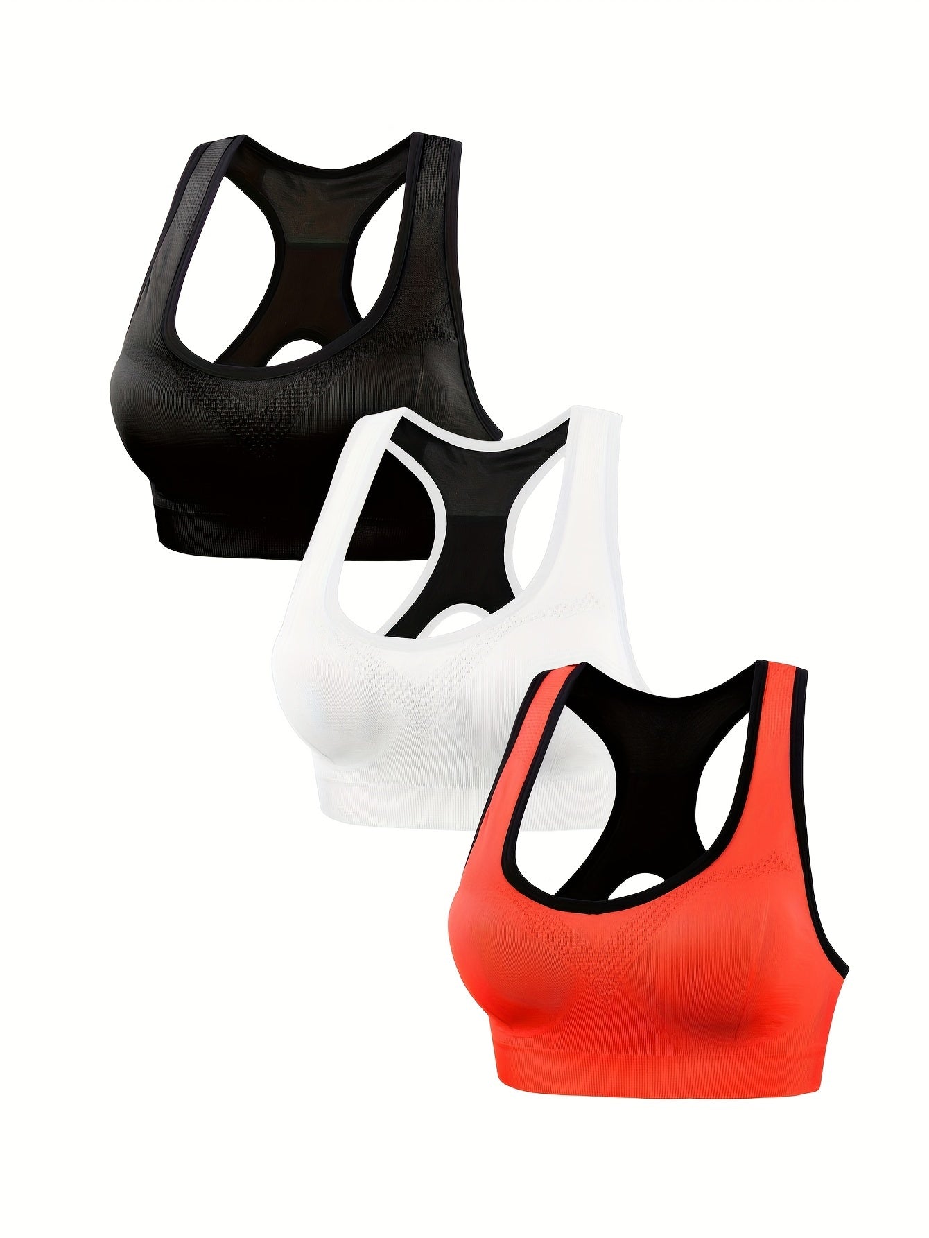 Zimi Collection 3pcs Women's Seamless Sports Bras - Comfortable, Shockproof, Backless Design for Everyday Fitness