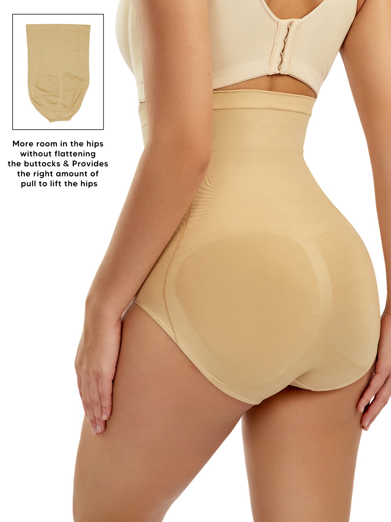 Women's High Waist Tummy Control & Hip Lifting Body Shapewear Underwear, Seamless Solid Briefs With Polyamide Material, Women's Panties Great Comfy & Breathable & Stretchy Slimming Panties, Women's Lingerie & Underwear, Women