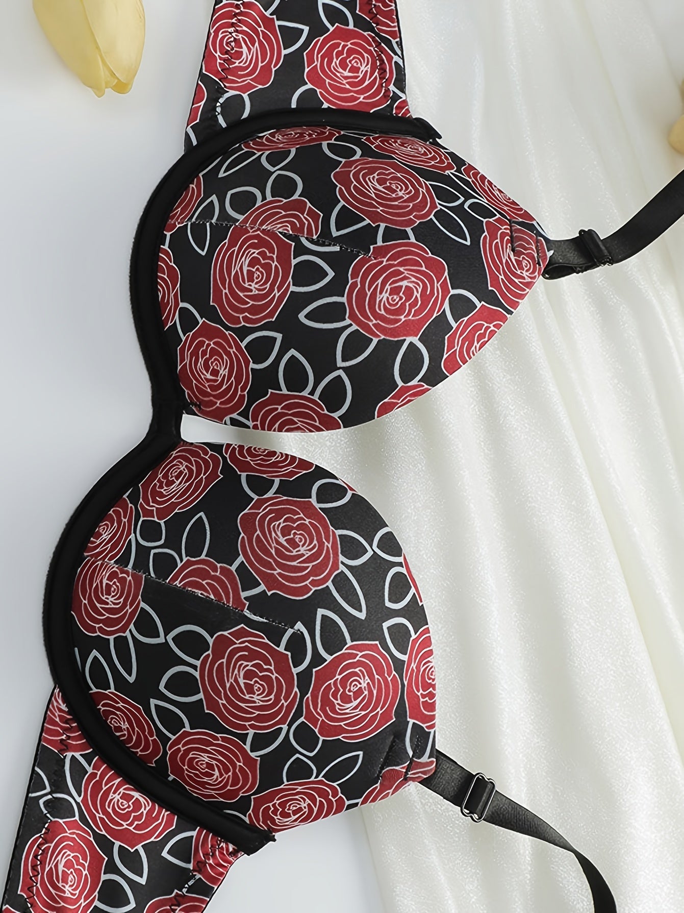 3pcs Women's Sexy Floral Underwire Push-Up Bra, Bra Sets, Padded Bras for Women Asian, Padded Bralette, Lace Bralettes, Bra And Panty Sets for Women, Padded Bra, Convertible Bra, High Bra, No Back Bras Unpadded, Push Up Bras