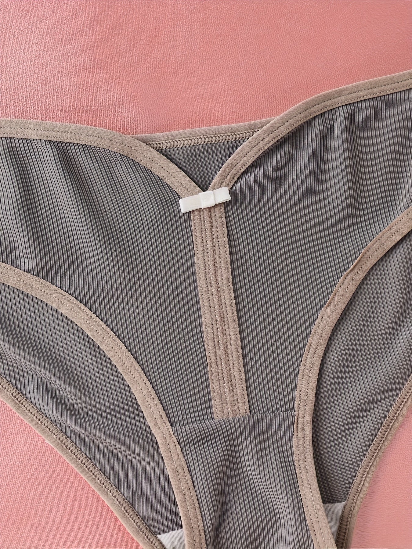 5-Pack Elegant Women'S Panties, Breathable Knit Polyester Fabric, Solid Color Underwear with Stretch, 90% Polyester 10% Elastane